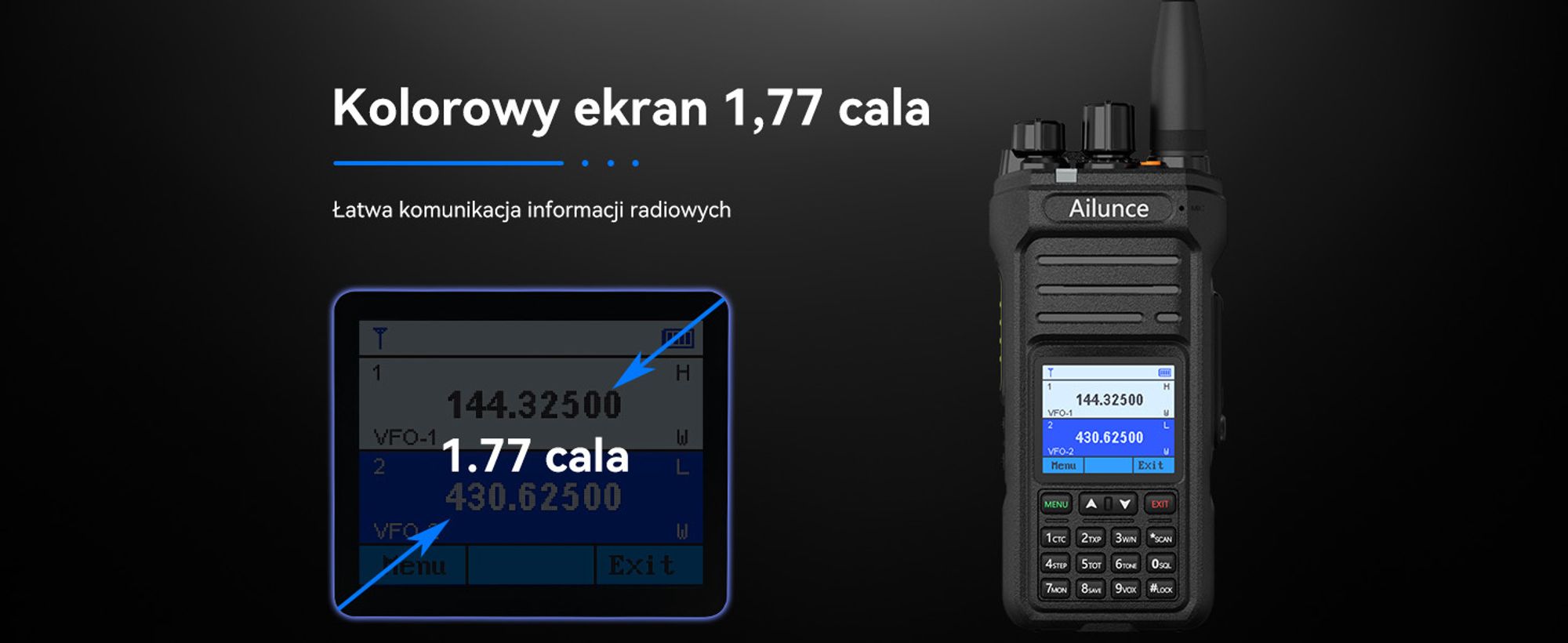 Radiotelefon Retevis Ailunce HA1UV, wodoodporne IP67, 2800 mAh, z funkcją repeatera, walkie talkie o dużym zasięgu do wędrówek na świeżym powietrzu