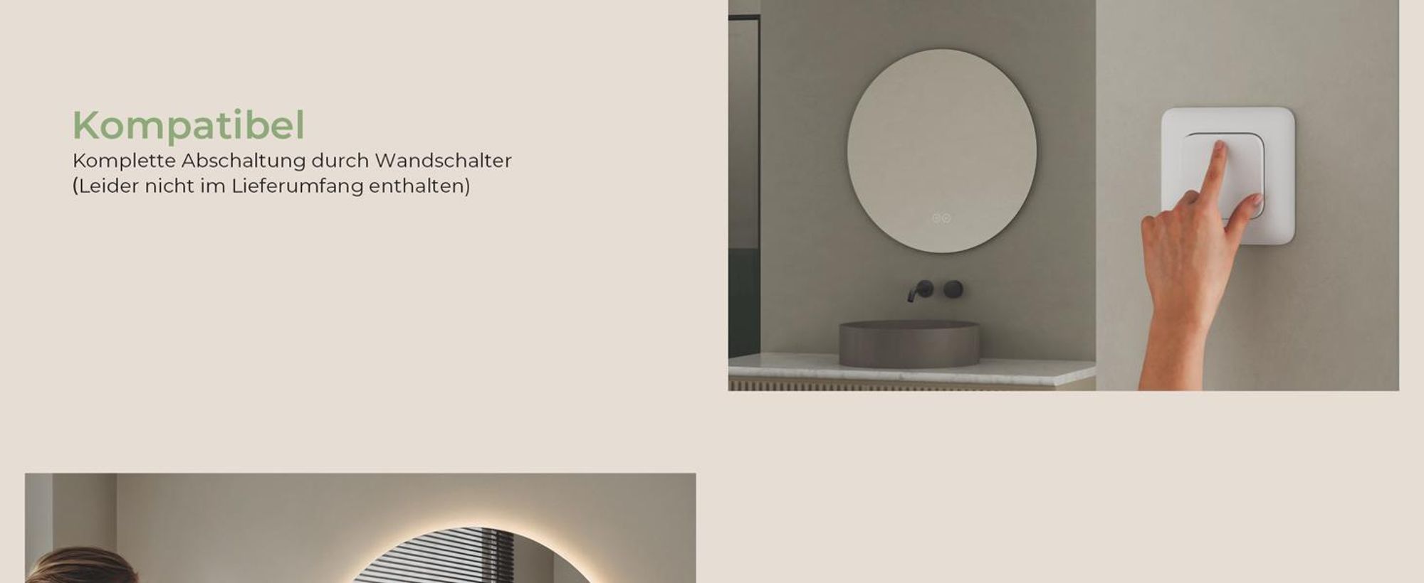 S'AFIELINA LED Badspiegel Rund Badezimmerspiegel Wandspiegel mit Touch-Schalter,3 Lichtfarbe 3000/4000/6500K 70 cm