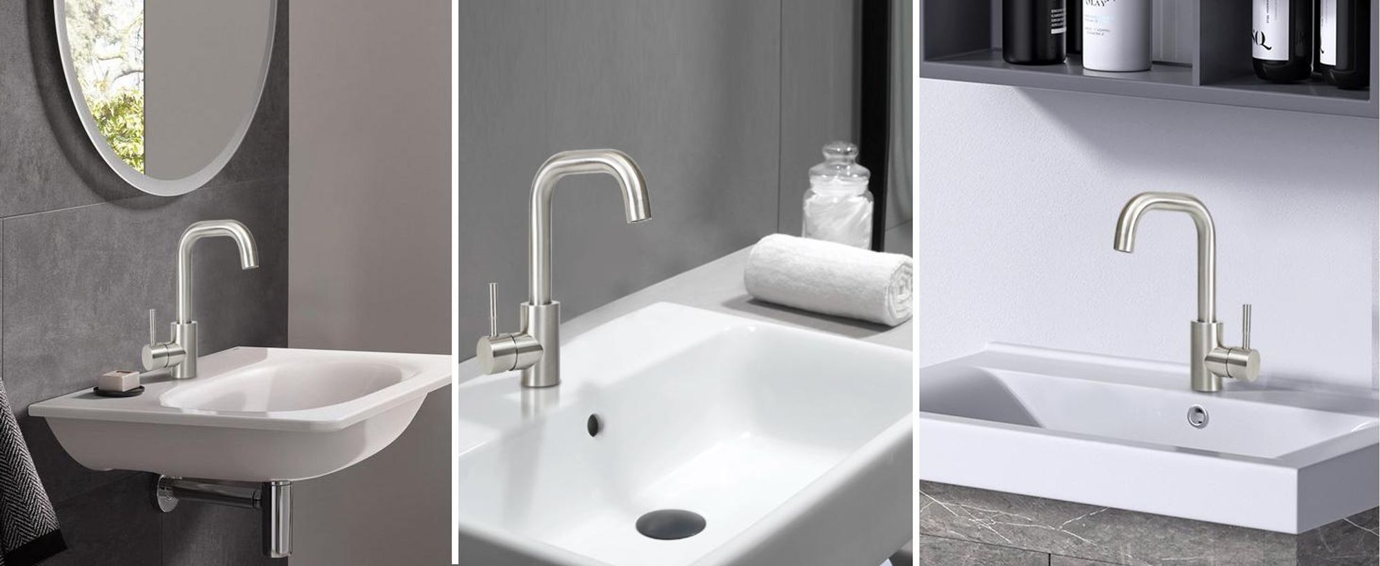ZMH Wasserhahn bad Waschtischarmatur waschbecken - Armaturen Hochdruck Kaltwasserhahn mit Auslauf Höhe 100mm Armatur Edelstahl Mischbatterie für Badezimmer, Gebürsteter Nickel
