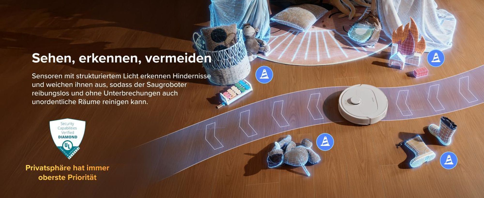 Roborock Qrevo S Pro Staubsauger Roboter mit Wischfunktion, 18.500Pa(Upgrade von QV 35A), Anti-Tangle System, 75 °C Heißwasser-Moppwäsche, Weiß