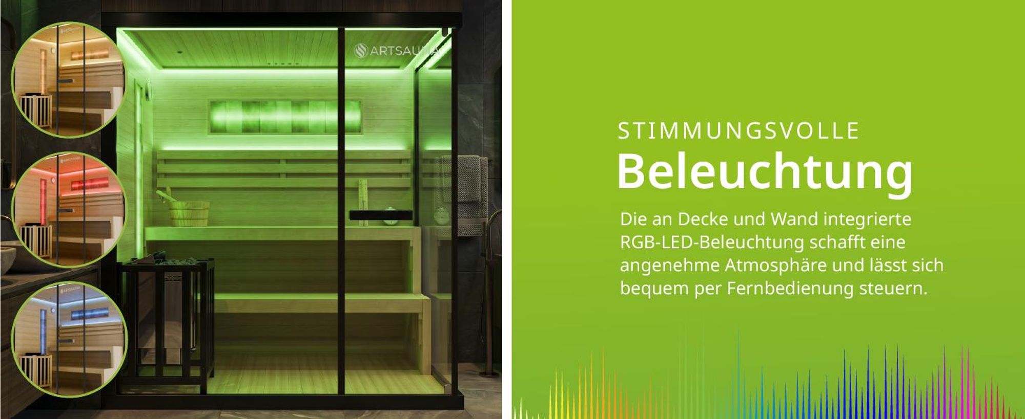 ARTSAUNA® Traditionelle Sauna Vantaa 175 - schwarz, Salzsteine, Hemlock Holz, 8 kW Saunaofen, Indoor Sauna 4 Personen, Komplett-Set
