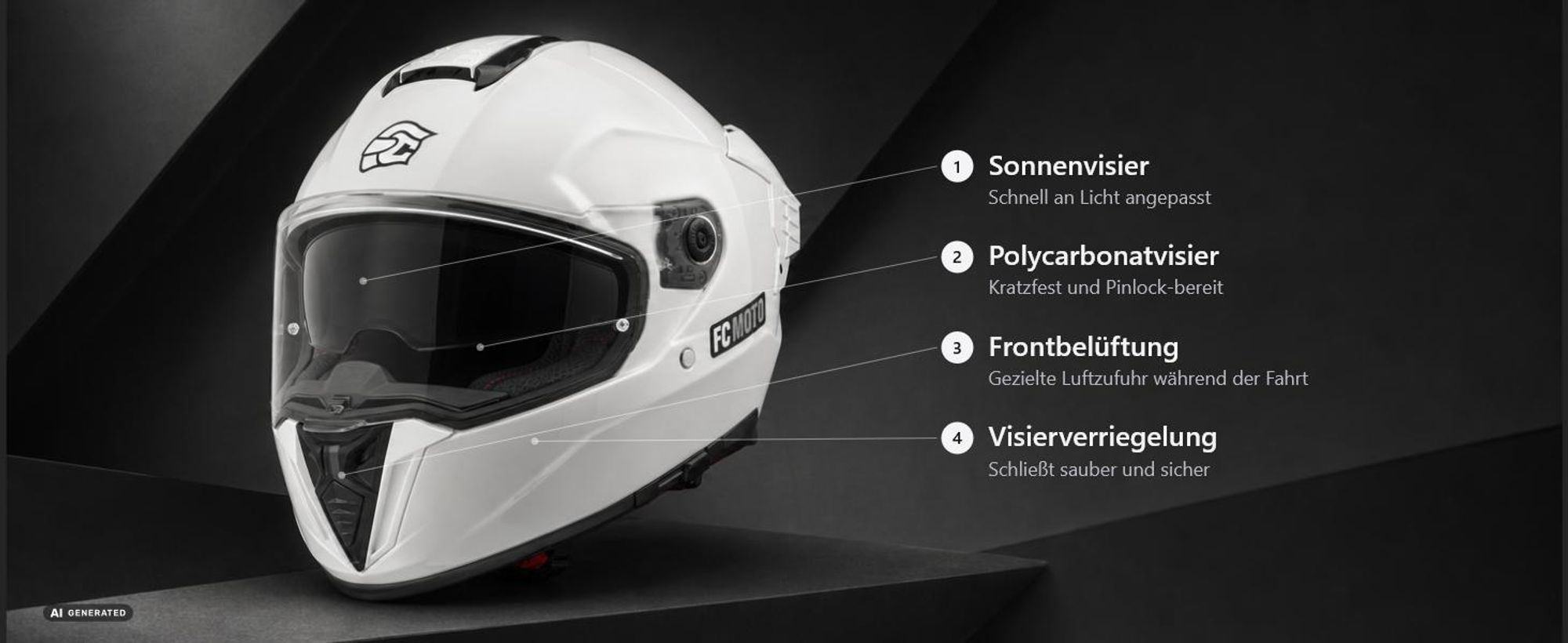 FC-Moto Hawk EVO Solid Helm, schwarz matt, S