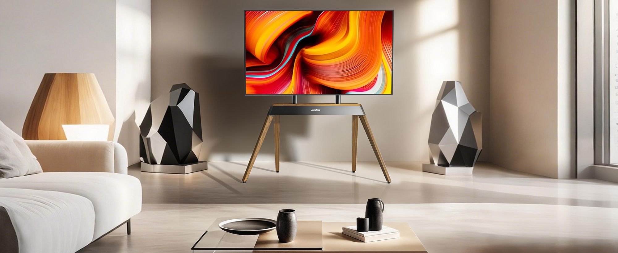 WISFOR TV Standfuss Fernseher Ständer für 40” to 86” LED LCD Monitor, Höhenverstellbar, max VESA 600x400mm, bis 50kg