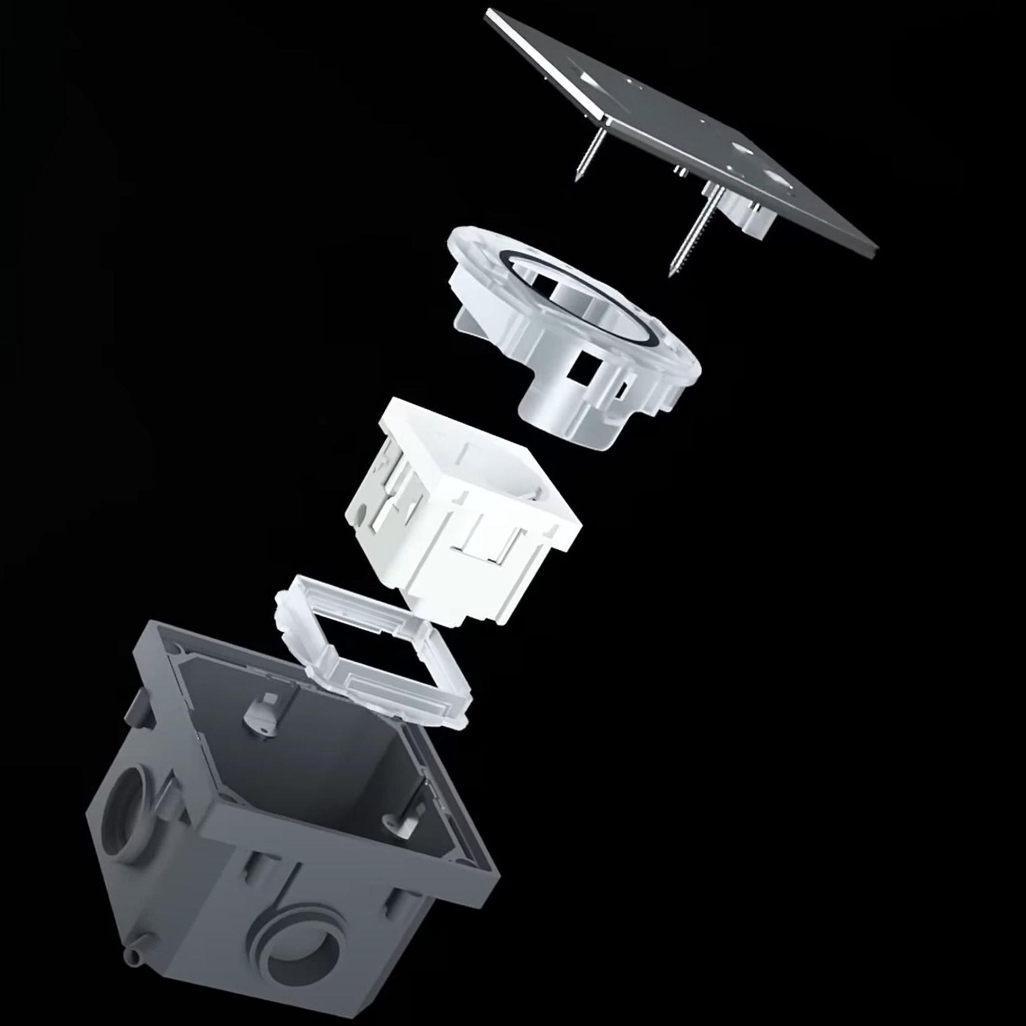 Metall Einbausteckdose IP44 mit Klappdeckel I Serie AP-1 silber