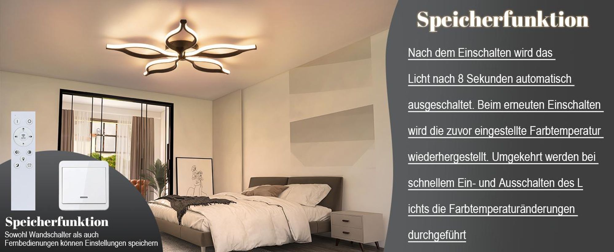 ZMH LED stropné svietidlo Obývacia izba Stropné svietidlo 80 cm Obývacia izba Svietidlo 75 W Čierne Veľké Stmievateľné 3000-6500 K Nočné osvetlenie Spálňa Svietidlo pre jedáleň