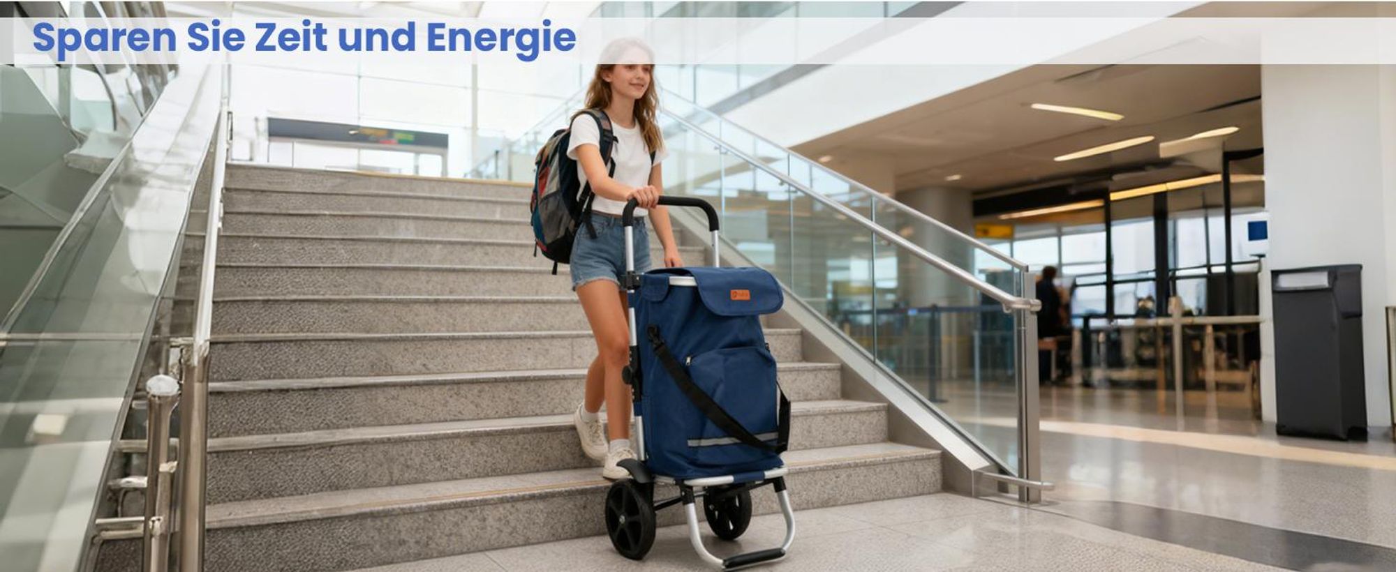 Sekey 3in1 Einkaufstrolley Klappbar Einkaufswagen mit Kühlfach, Spanngurt und höhenverstellbarem Griff, Grün