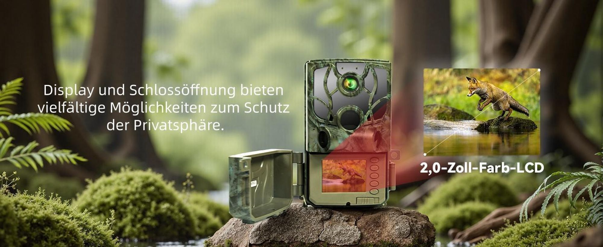 4K Wildkamera mit Handyübertragung App Wildkamera Wlan mit Bewegungsmelder Nachtsicht Wasserdicht 0,5S Auslösen Inklu 32GB SD-Karte 8 AA-Batterien