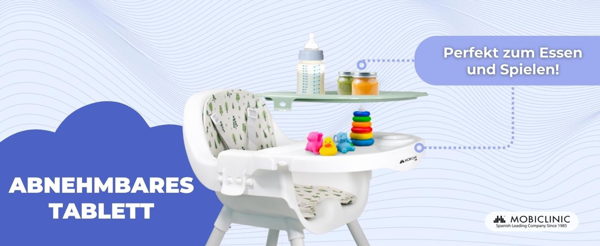 Mobiclinic Kids, Evolutionärer Hochstuhl, 2 in 1, Höhenverstellbar, Doppeltablett, 6 Monate–6 Jahre, Forest, 5-Punkt-Sicherheitsgurt, abnehmbare Räder