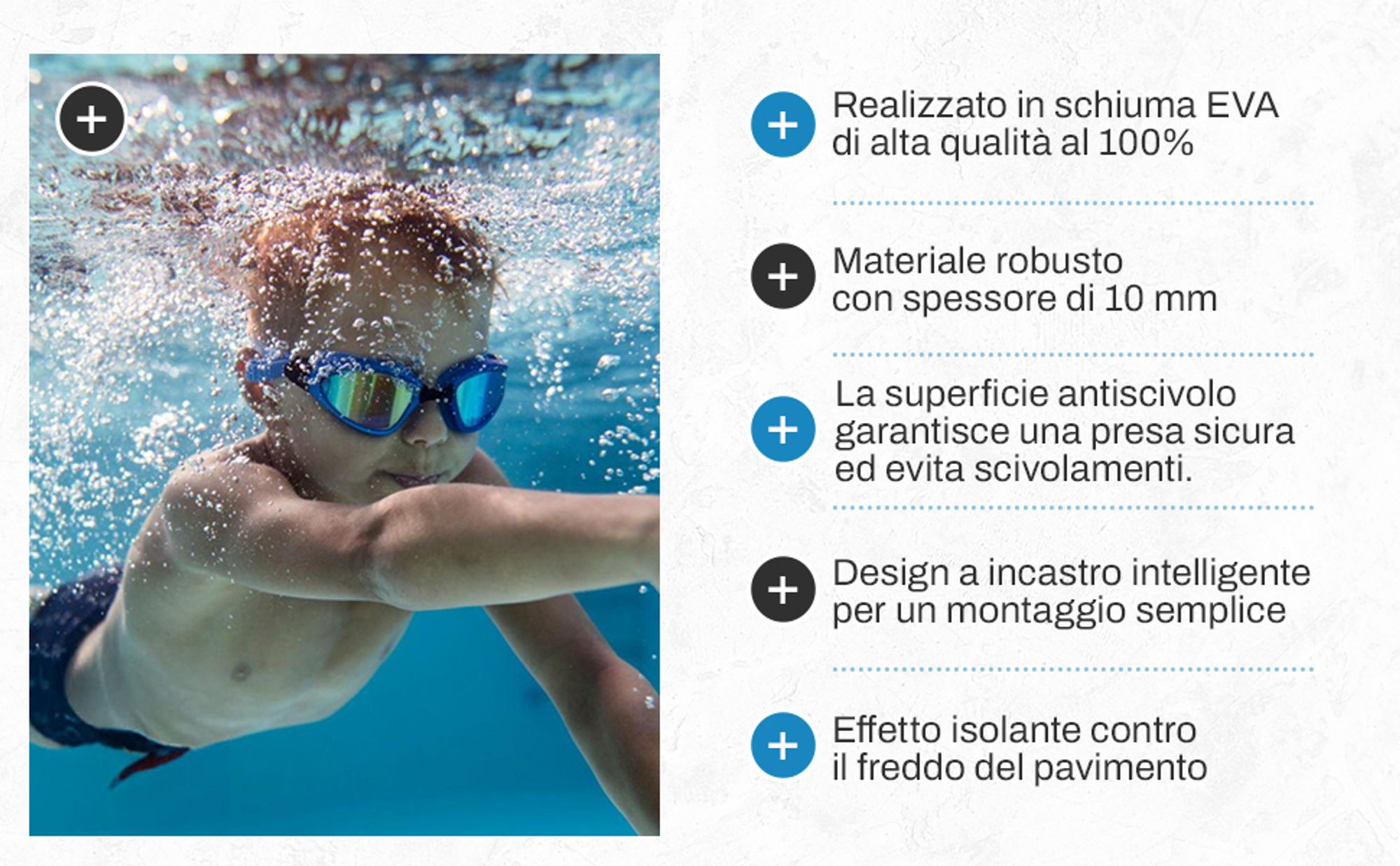 Meisterhome 72 pezzi Tappetino protettivo per pavimenti Tappetino per piscina Tappetino protettivo per pavimenti - 40 x 40 x 1 cm - Vasca idromassaggio, piscina per bambini – Blu