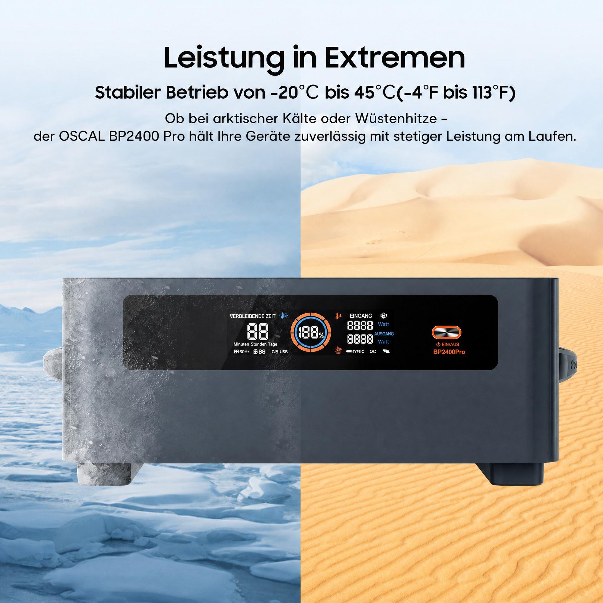 OSCAL BP2400Pro Erweiterungsakku 2016Wh LiFePO4, Zusatzakku für PowerMax 2400Pro
