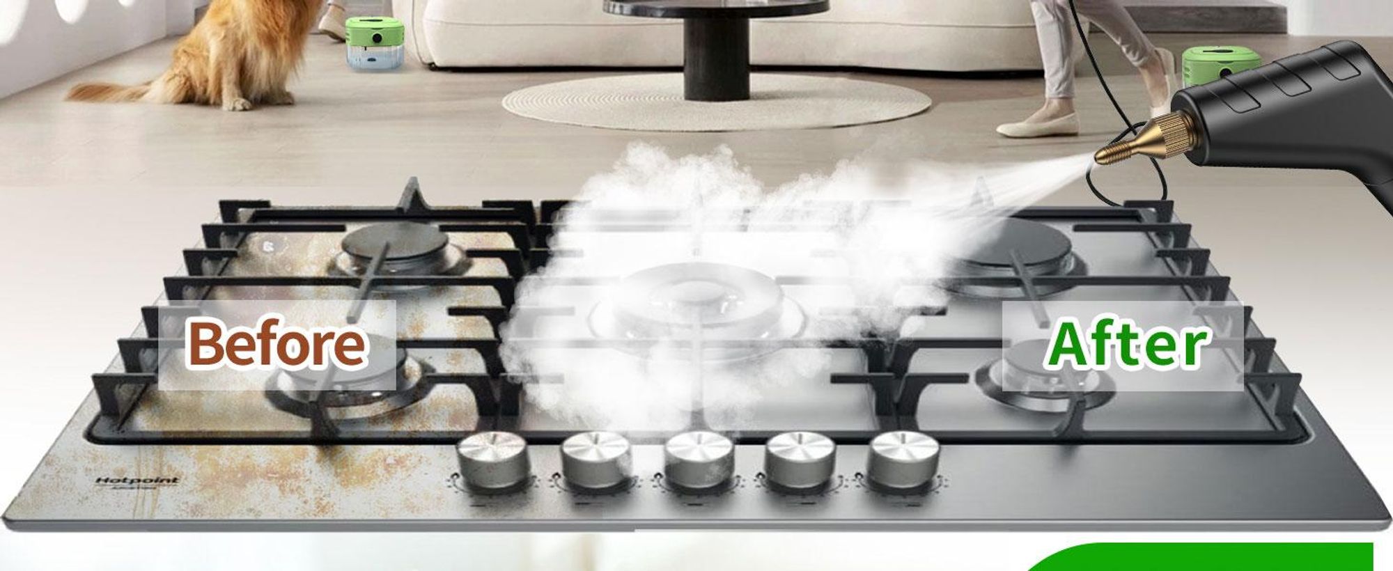 Dampfreiniger, 2200W Handdampfreiniger zum Entfernen von Schmutz und Fett, tragbarer Dampfdruck mit 9 Aufsätzen, Dampfbesen für Teppiche, Fenster