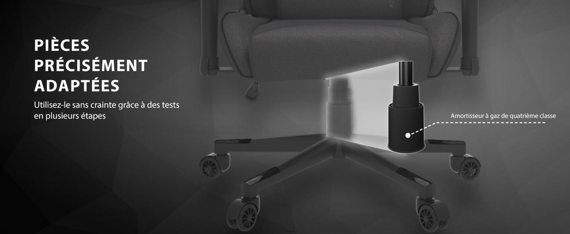 Chaise gaming SENSE7 Spellcaster en tissu noir - Chaise de bureau ergonomique Chaise de bureau PC Fauteuil gaming 150 kg Accoudoirs 2D Inclinaison 160°