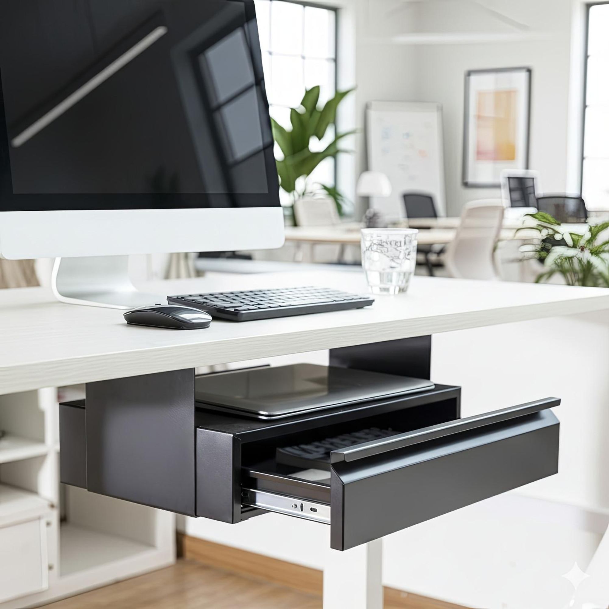 Untertisch Schublade mit Regal bis max. 5kg Unterbau Unter Schreibtisch Halterung Hängeschublade Homeoffice