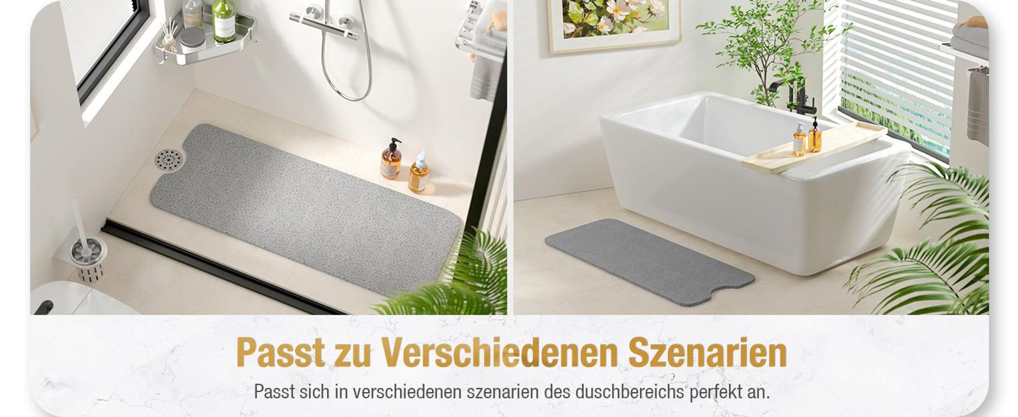 Badematte, Duschmatte, Badewannenmatte, rutschfest, Extra Lang Antirutschmatte Badewanne, 100x40cm, für Nassbereiche, Ohne Saugnapf