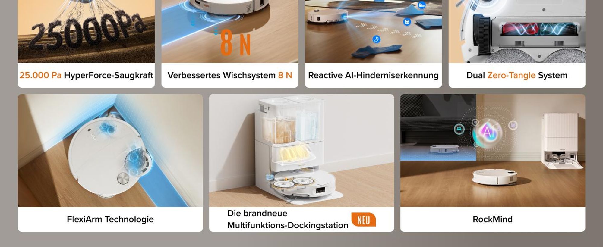 Roborock Qrevo Edge 2 Staubsauger Roboter, 25.000 Pa Saugroboter mit Wischfunktion, Wischmopp-Hebefunktion, 80 °C Moppwäsche mit heißem Wasser, Weiß