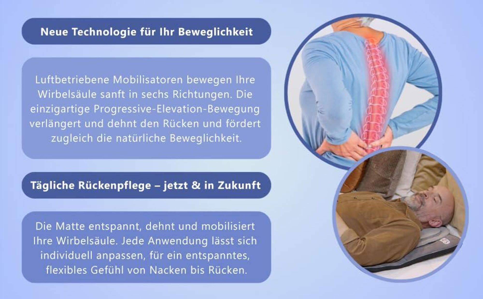 Nacken und Schultern auf dem verstellbaren Mobilisator der MotionSolution Matte