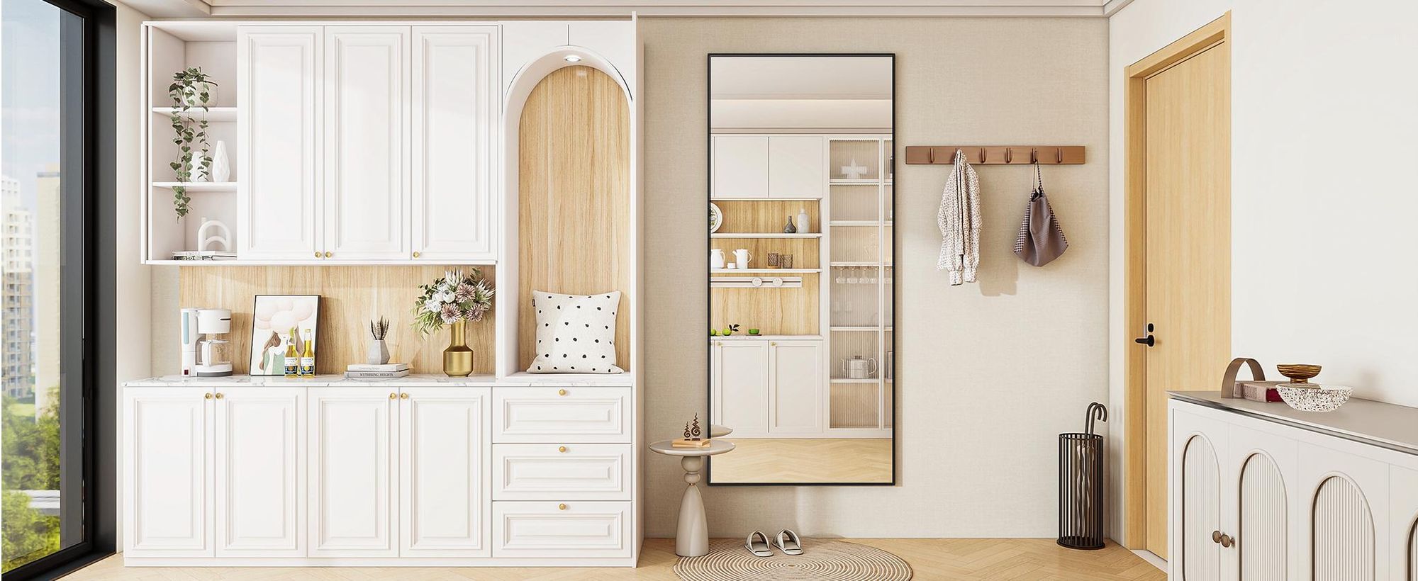 Koonmi 54x160 cm Große Standspiegel, Minimalistische schmaler Aluminiumrahmen, stehend oder hängend für Wohnzimmer und Schlafzimmer, Schwarz