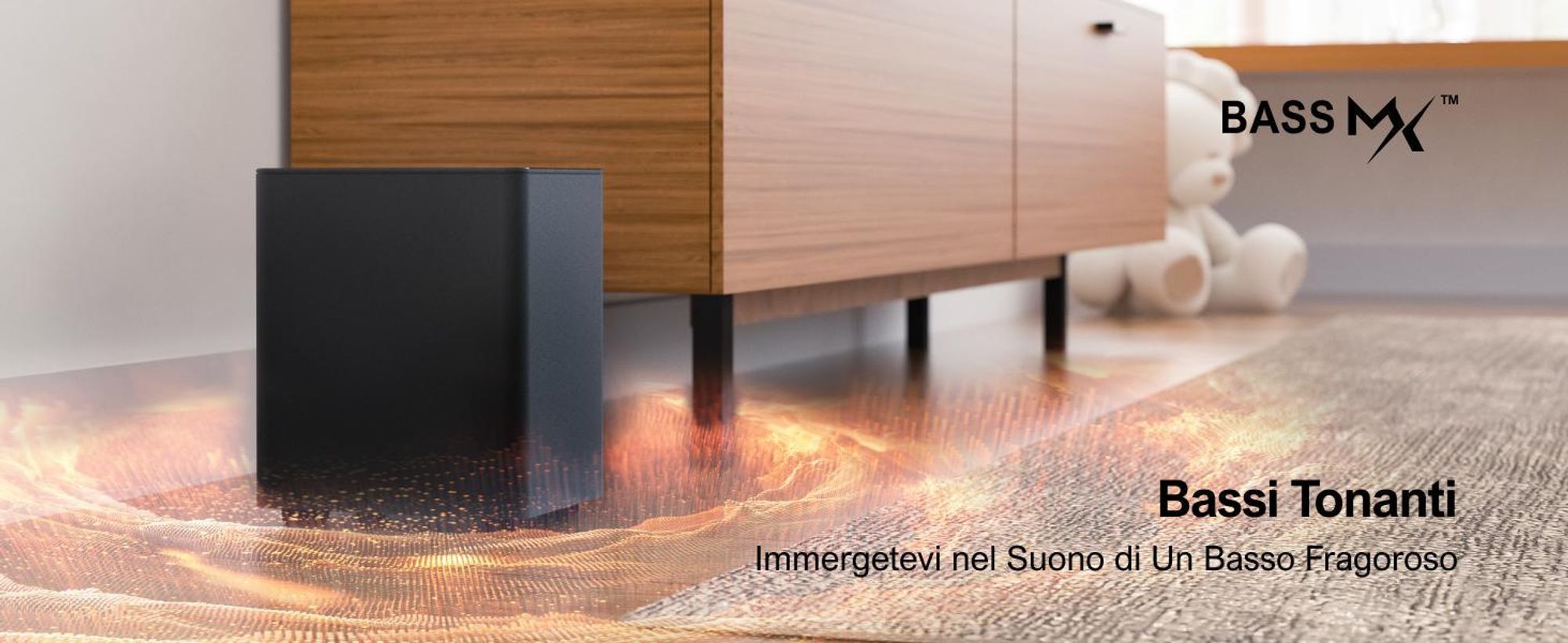 Soundbar surround 5.1 ULTIMEA, sistema audio surround virtuale 3D, soundbar regolabile in base ai bassi con subwoofer e altoparlanti posteriori