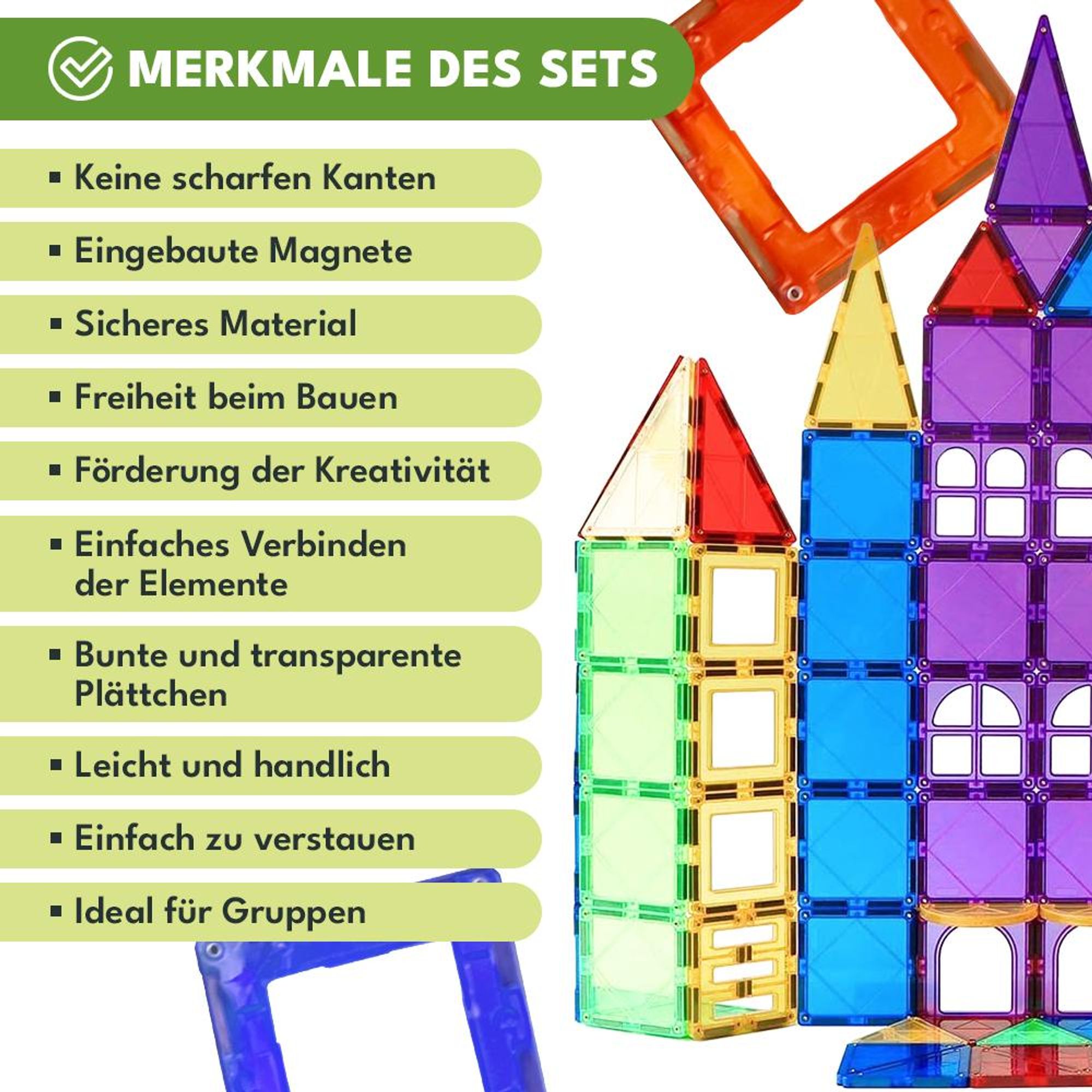 KRUMAD Magnetische Bauklötze 45 Teile - Kreatives Lernspielzeug für Kinder, große Bausteine