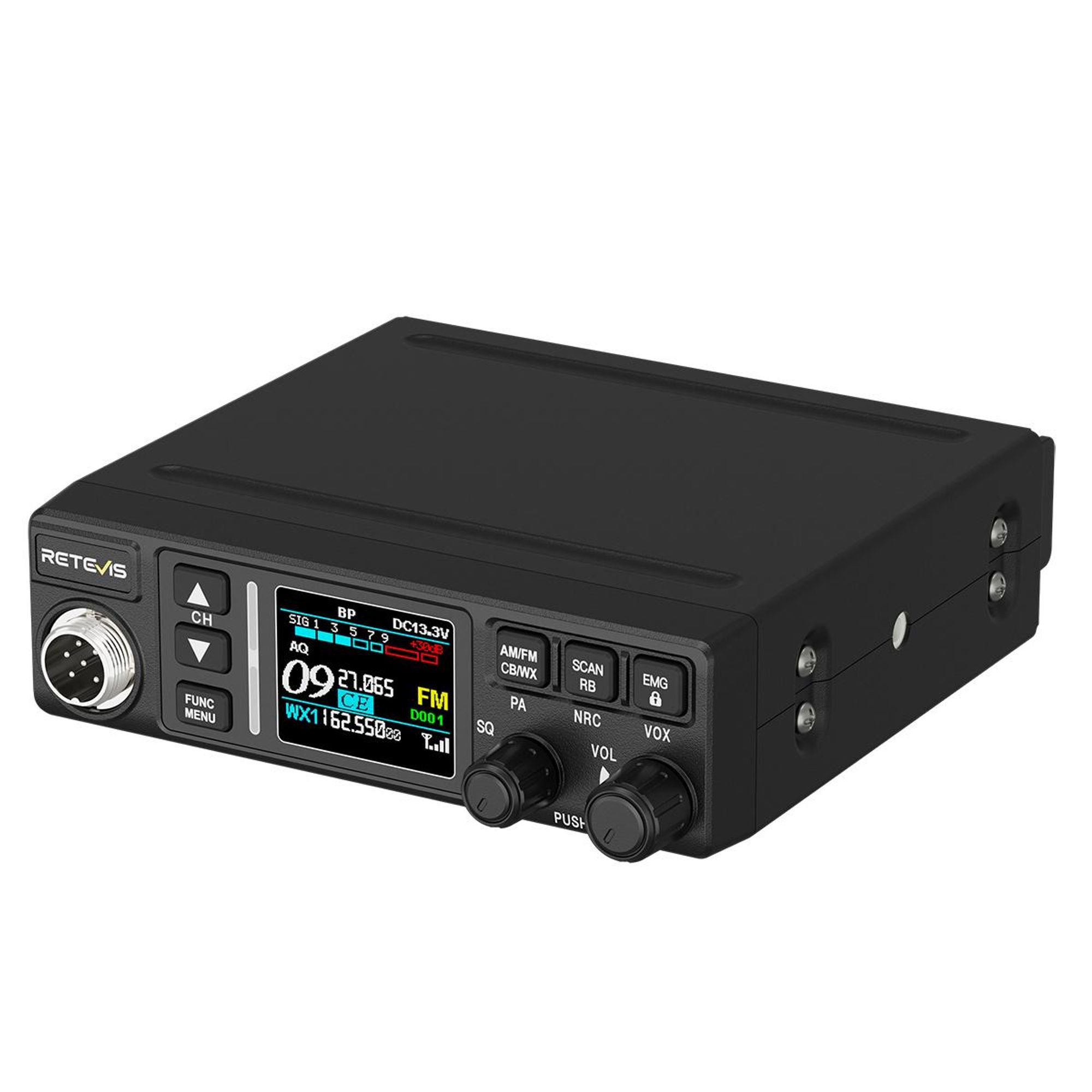 Retevis MB63B CB Funkgerät mit Antenne, AM/FM CB-Funkgeräte, LCD-Farbdisplay, NRC Rauschunterdrückung, CTCSS/DCS, VOX, 80 Kanäle, EMG CH9/19