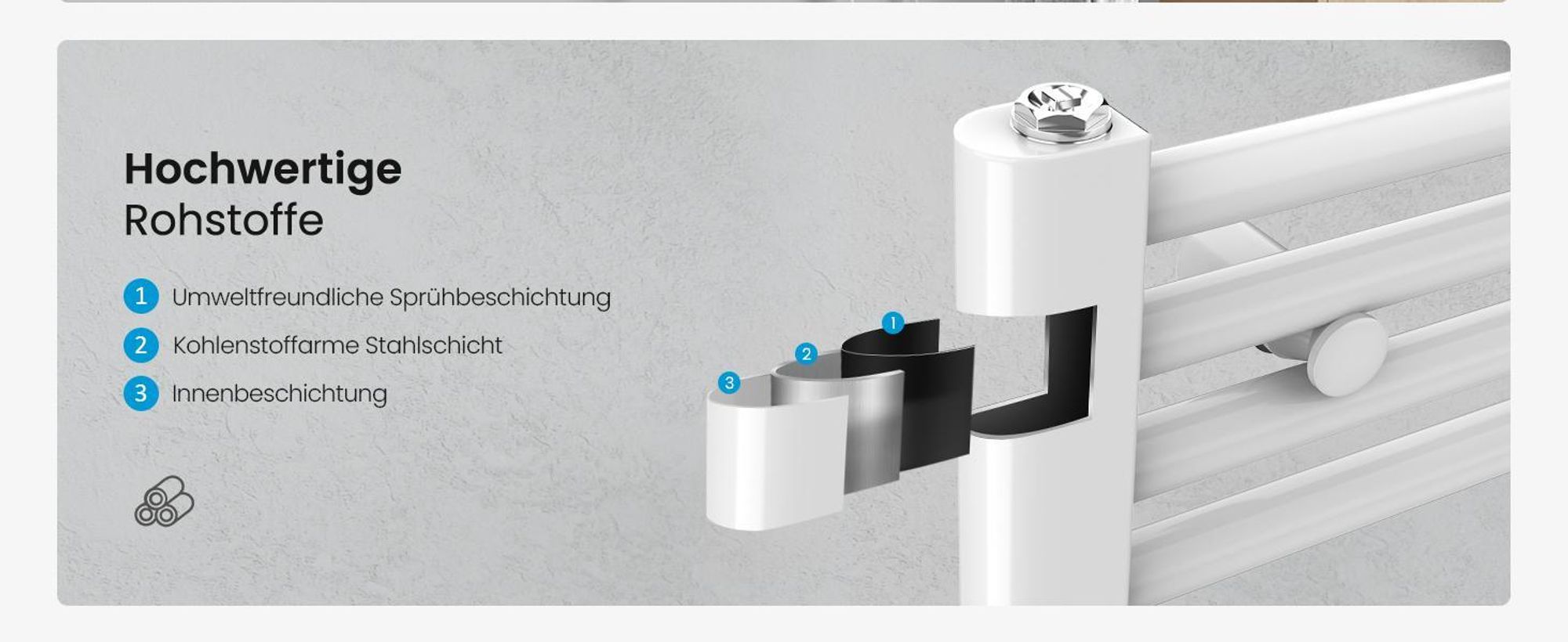 Heilmetz Heizkörper Elektrisch 140 x 60 cm Weiß Gerade Rundrohre Badheizkörper Elektrisches Handtuchtrockner Ohne heizstab