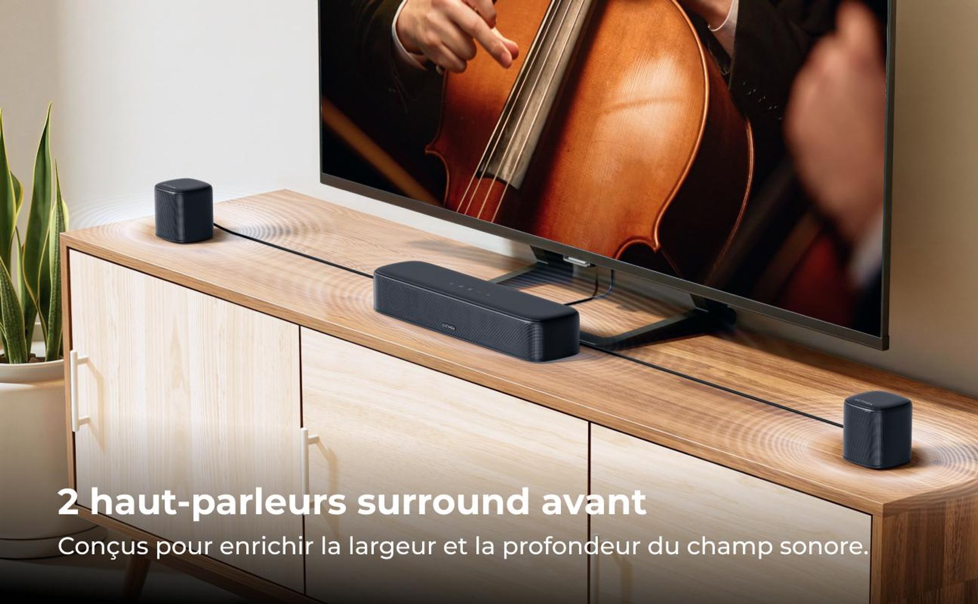 Barre de son ULTIMEA 7.1 canaux avec caisson de basses pour téléviseur, système audio surround pour home cinéma, 4 enceintes surround, HDMI ARC,via application, Aura S4T