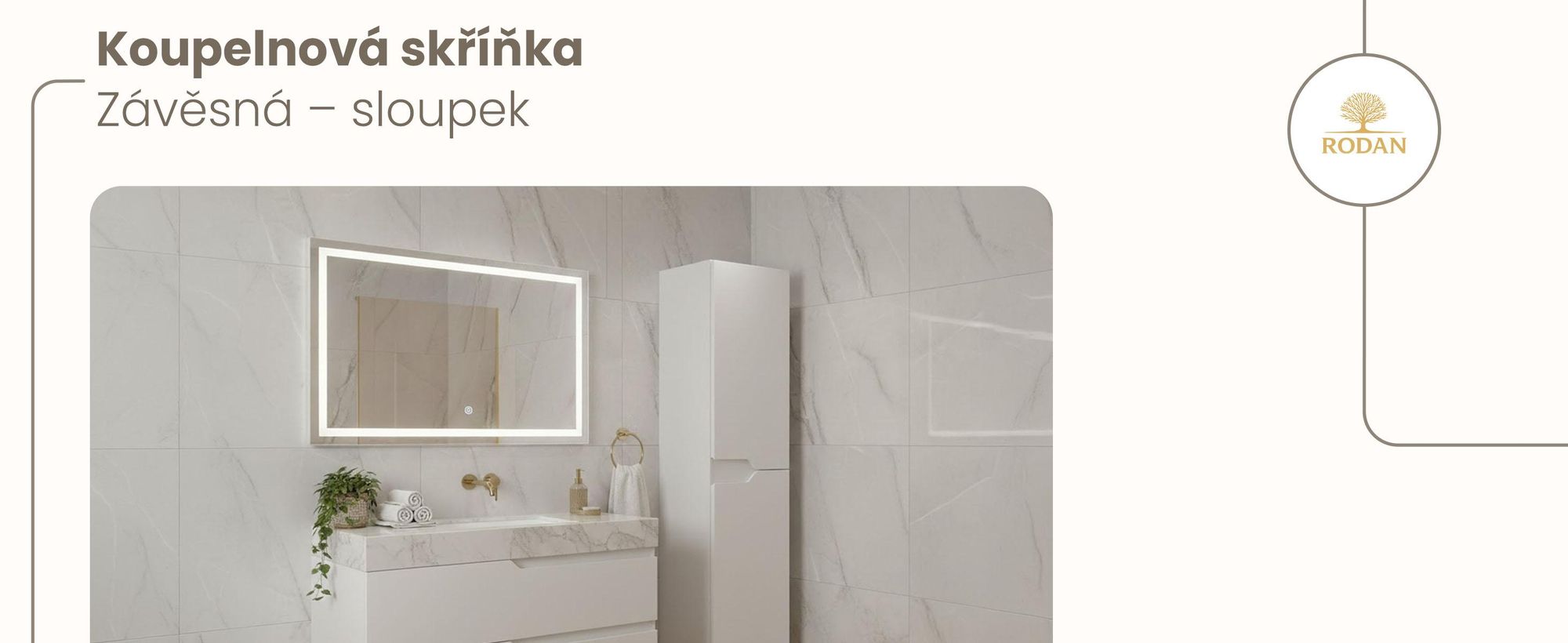 RODAN | Vysoká Skříň do Koupelny - Bílá - 136 cm - MODERN - Úzká Koupelnová Skříňka - Závěsné - MDF čela