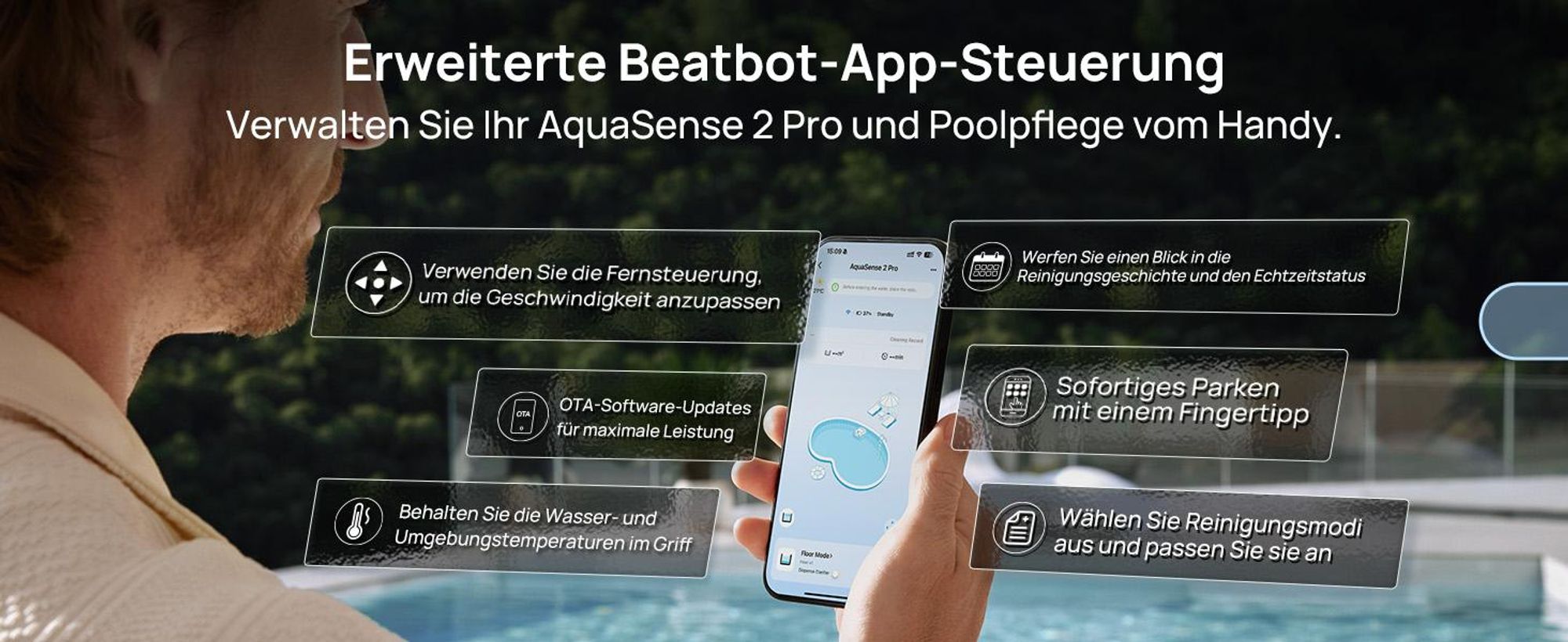 Beatbot Poolroboter AquaSense 2 Pro Kabellos 5 Std Akku Für Pools Bis 15x7m