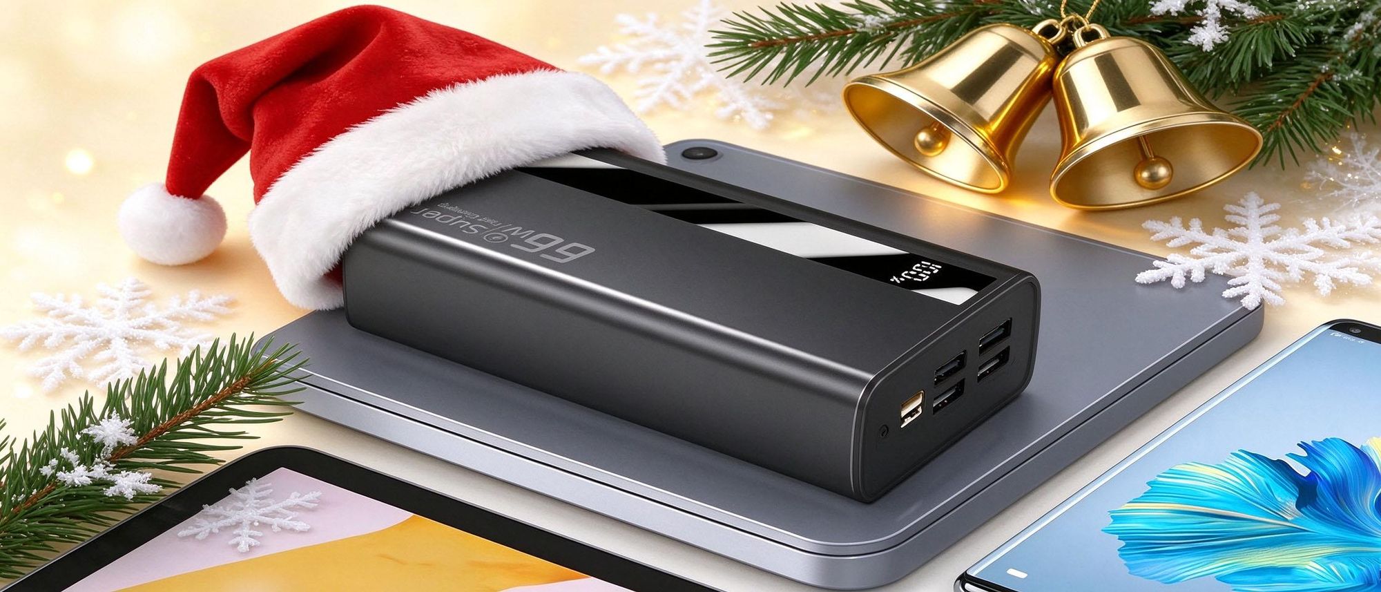 Juksun Powerbank, 60000mah Power Bank, 66W PD QC3.0 USB-C Fast Charge, 2 Input und 5 Output (QC & USB & Typ C) für Handy und Tablet und Kamera