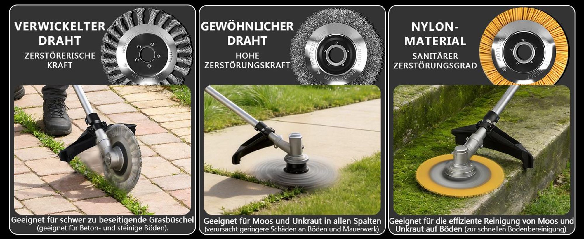 1380W Akku Rasentrimmer mit 2×4.0Ah Akku 18V, 168cm Teleskop Freischneider mit 7 Klingentypen Unkrautbürste Motorsense 18800U/min Bürstenloser Motor