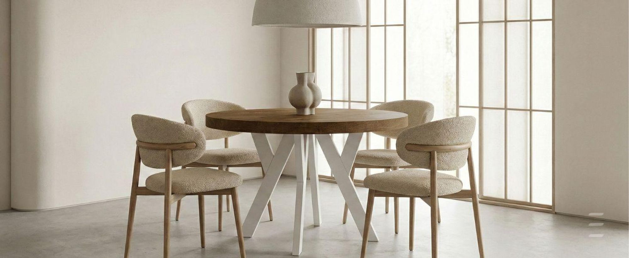 Runder Ausziehbarer Tisch für Esszimmer, PERO, Loft-Stil, Skandinavische, Durchmesser: 110 / 160 cm, Farbe: Eiche Lefkas / Weiss