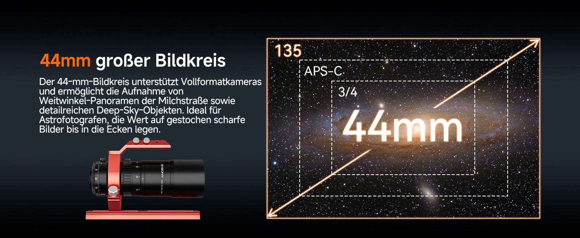 Svbony SV545 Petzval APO Teleskop, Refraktor Teleskop, f/4,5, 203 mm Brennweite, Eingebauter Bildfeldebner, unterstützt EAF,Vollformat Astrofotografie