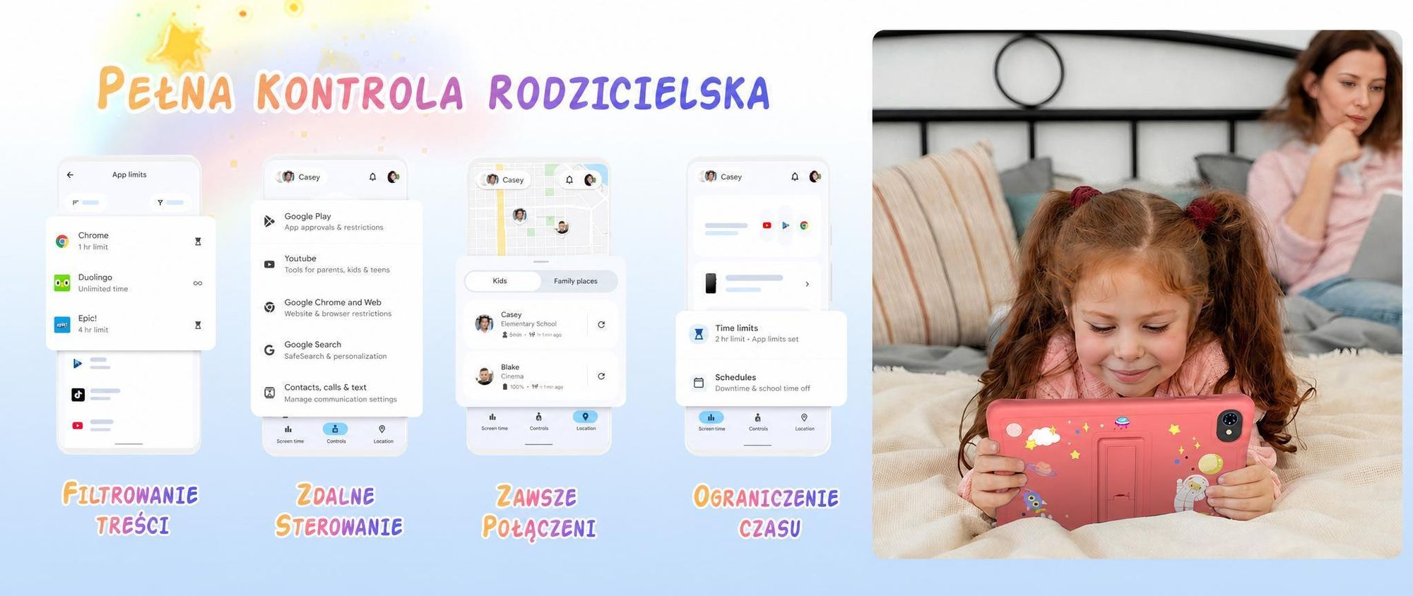 Tabwee K10 Kids 10.1" Rosa Tablet, Google Kids Space, 4GB RAM+64GB ROM, Android 15 WiFi Tablet für Kind mit Kindgerechte Hülle und Stift, 5000mAh