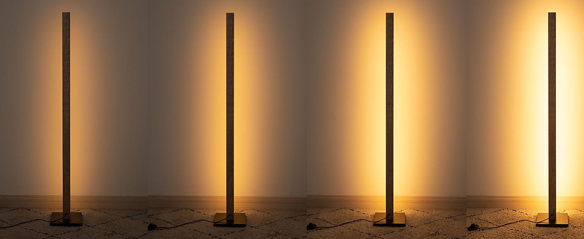 EDISHINE Stehlampe aus Holz, LED Stehleuchte Dimmbar, Lichtsäule 117cm, Wohnzimmer