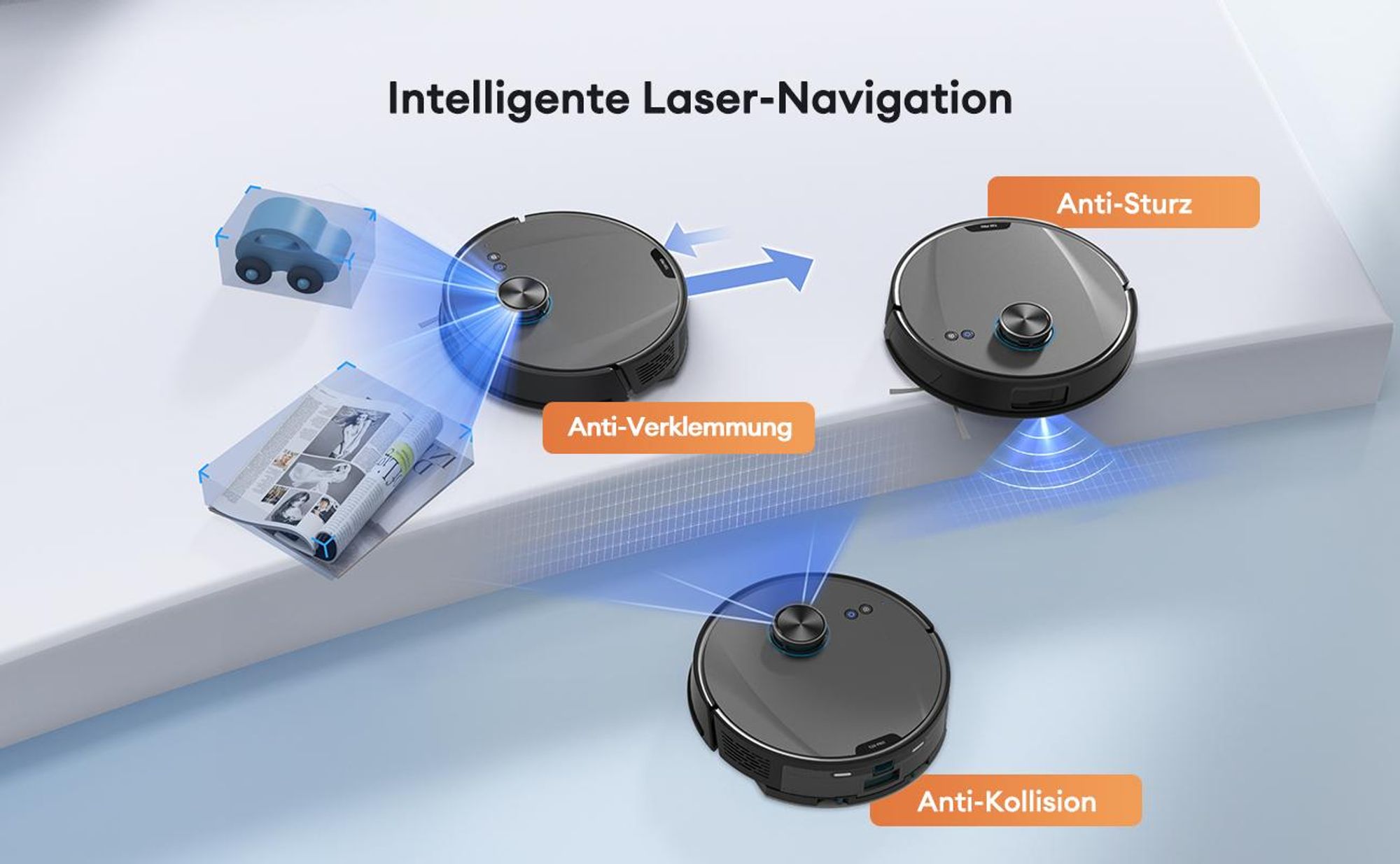 Ultenic ULT20P Staubsauger Roboter mit Absaugstation 4L, 200 Min. APP-Steuerbarer Saugroboter mit Wischfunktion 8000 Pa mit Laser-Hindernisvermeidung