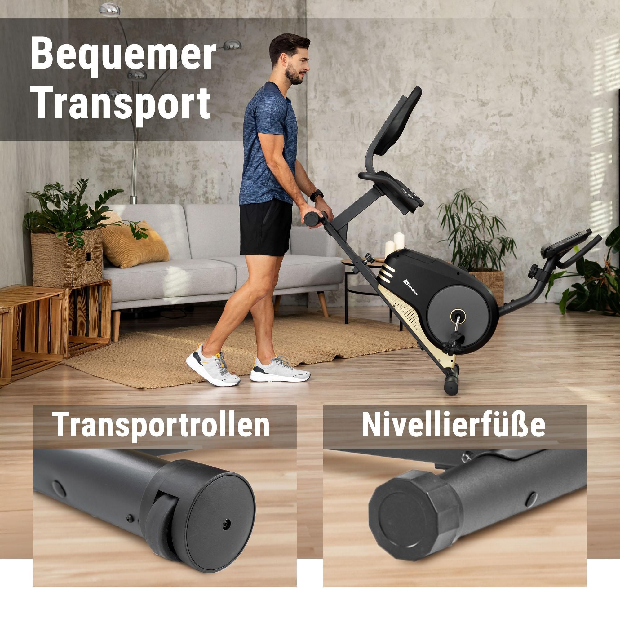 HOP SPORT® HS-040L Liegeergometer für Zuhause mit 8 verstellbaren Widerstandsstufen | Leise Liegerad Heimtrainer mit Großer Bequemer Sitz bis 120 kg