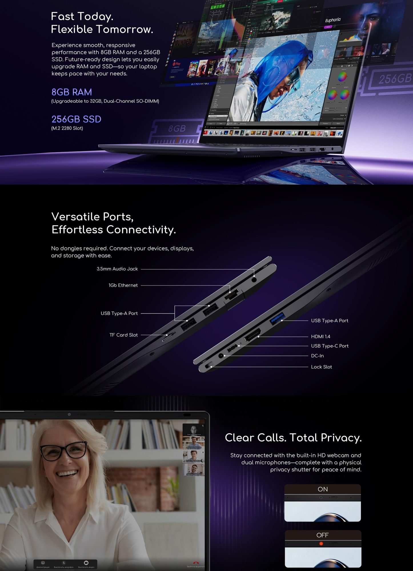 Acer Gadget ETBook M14P Laptop, Ryzen 3200U, 8GB RAM, 256GB SSD, 14" FHD IPS, lüfterlos, 1,4 kg leicht, Windows 11 Home
