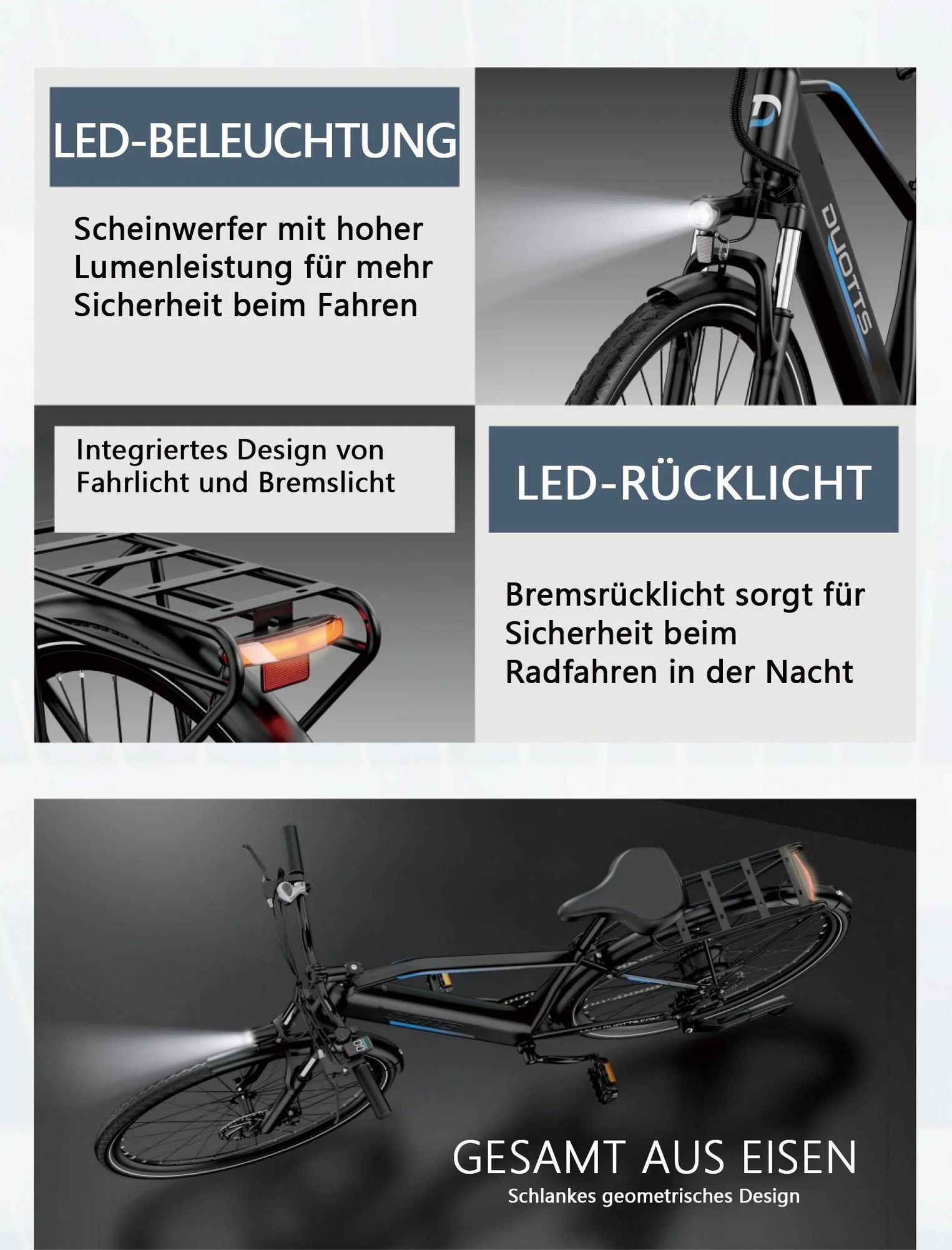 E-Bike Duotts C29 Lite - Motor 250W Batterie 36V13AH 27.5 Zoll Reifen Scheiben Bremsen - Blau Schwarz