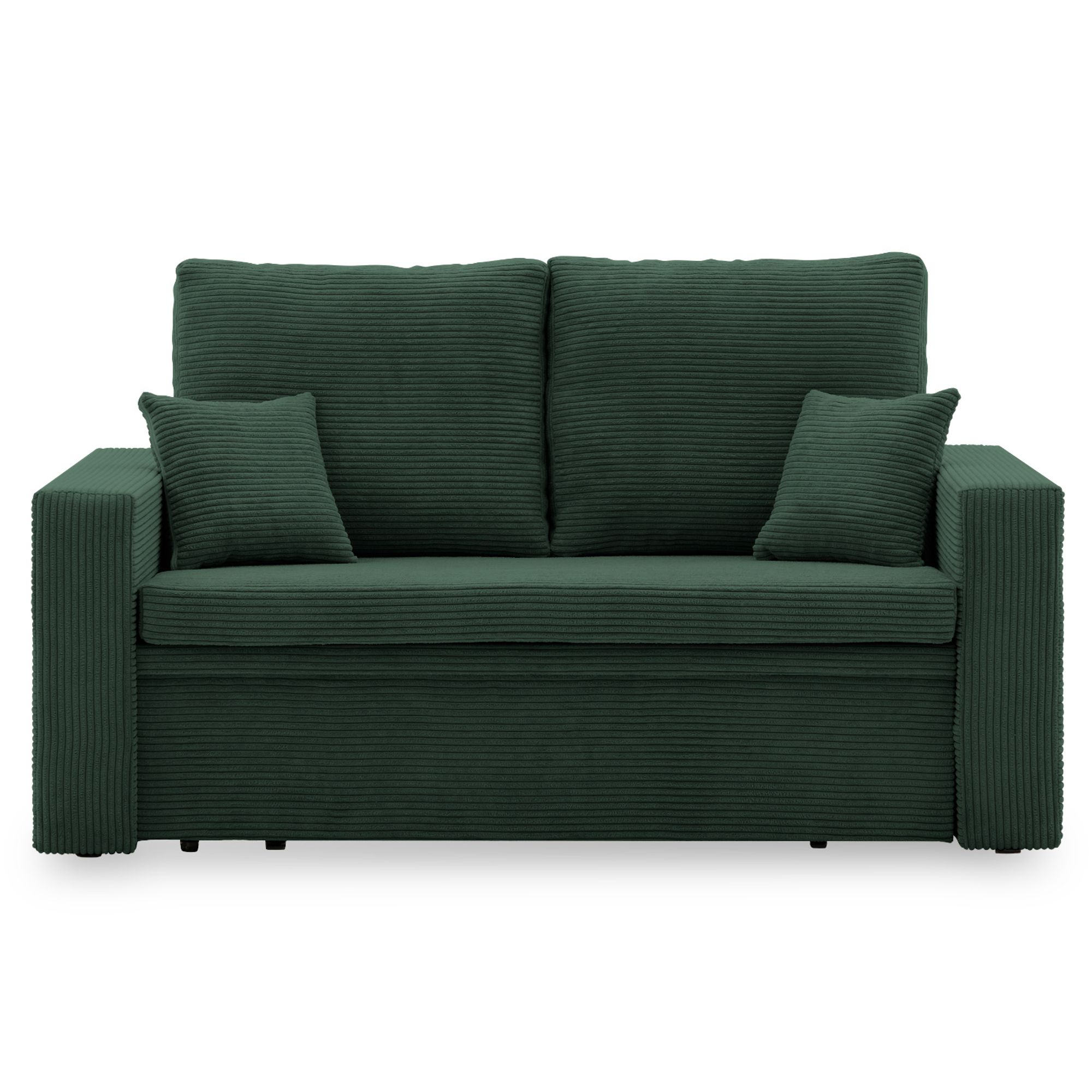Sofa AIKIDO 150x85 - mit schlaffunktion - Farben zur Auswahl - modernen Sofa - mit Bettkasten - Moderner Cordstoff - Stoff POSO 014 Flaschengrün