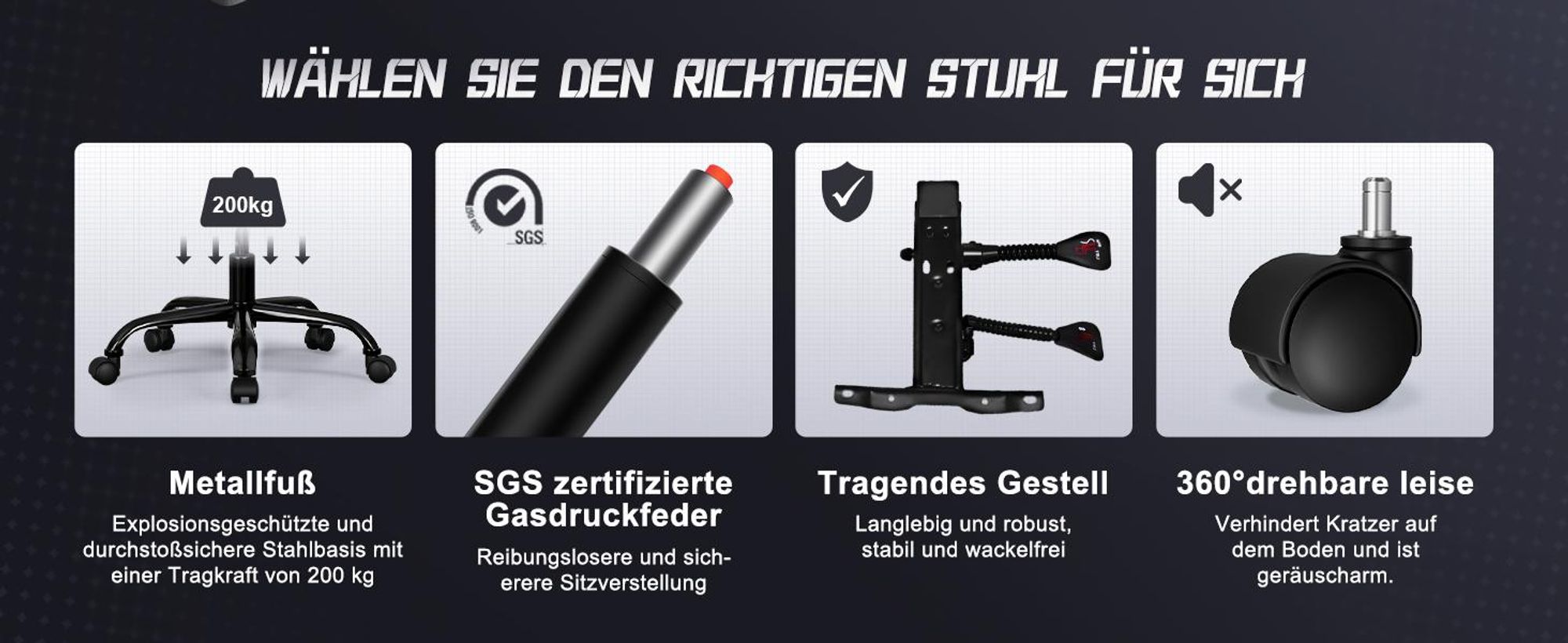 Aiibot Gaming Stuhl, Ergonomischer Gaming Sessel,Schreibtischstuhl,Gamingstuhl mit Fußstütze,Gaming stuhl 150 kg,verstellbare Rückenlehne,Schwarz/Grau