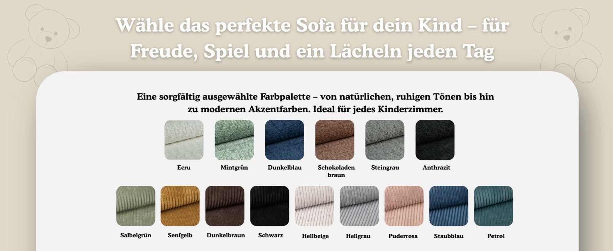 Kindersofa aus Schaumstoff Rosalia Stilvoller Komfort für das Kinderzimmer Ausklappbar Kindermöbel Polstersofa Türkis