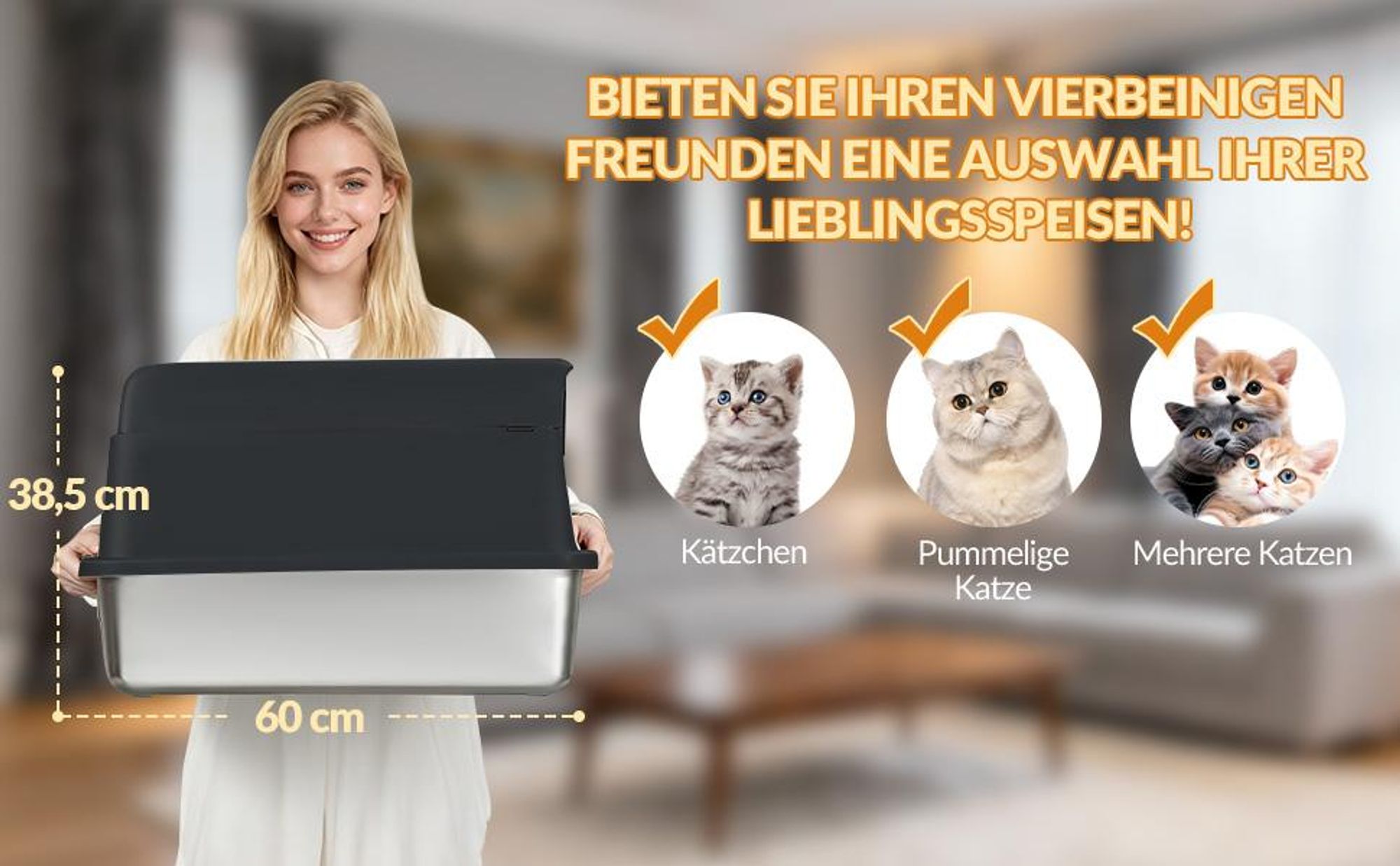 Katzenklo Edelstahl, XXL Katzentoilette, Schwarz Geschlossene Groß Katzenklo, mit Schaufel und Fußstufe, 120° Klappdeckel, Herausnehmbar