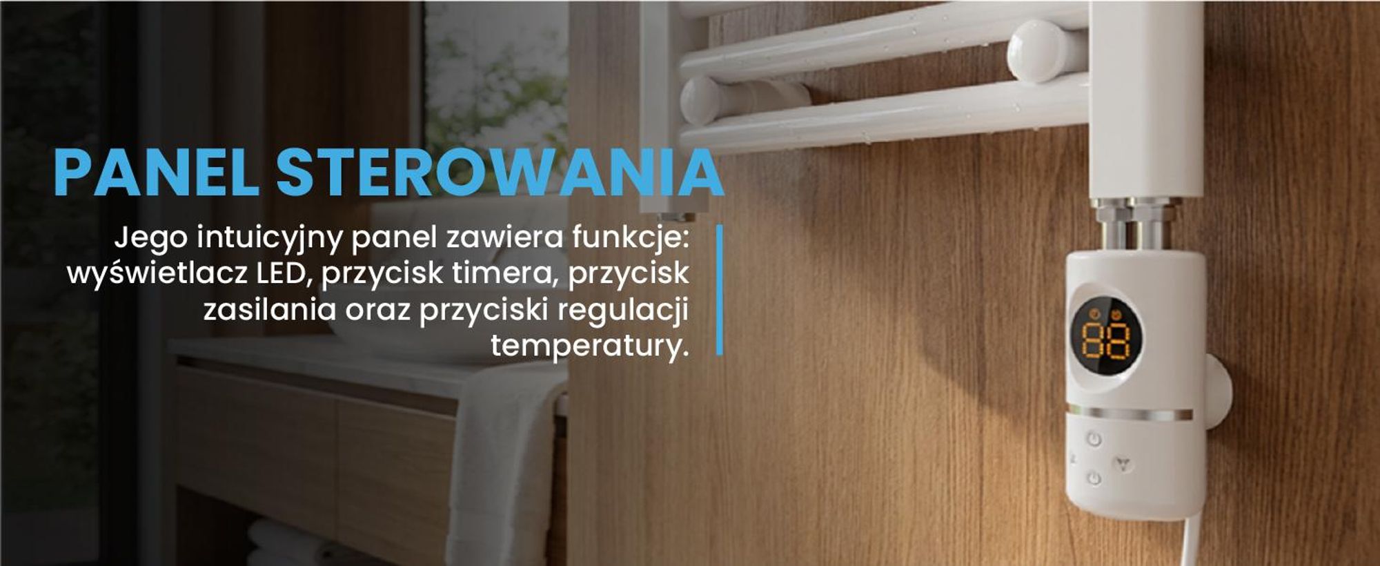 Grzejnik łazienkowy z termostatem do suszenia ręczników na ścianę