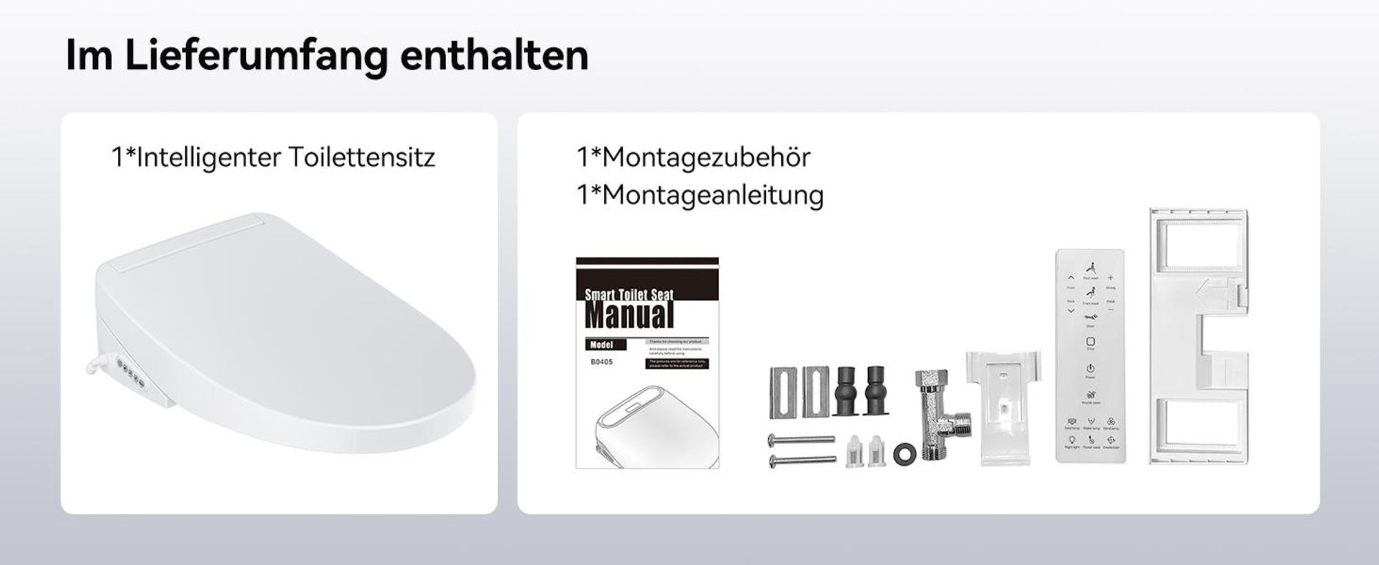 HOROW Smart Bidet Sitz Elektrischer Toilettensitz Intelligenter Dusch WC Bidet Aufsatz beheizter Toilettensitz Nachtlicht Desodorierung Trockner Durch