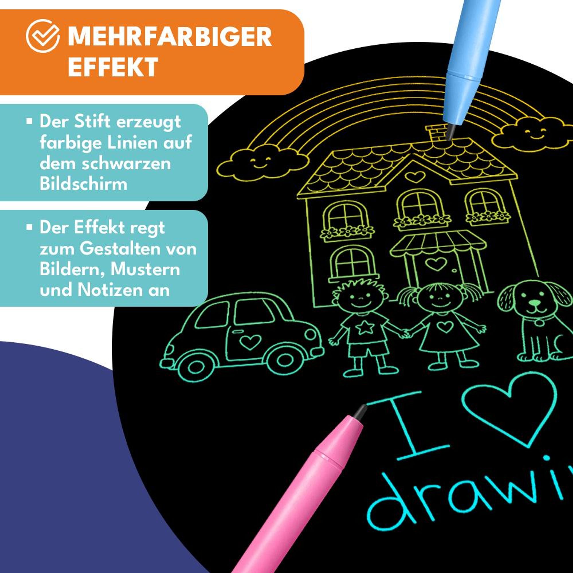 KRUMAD LCD Schreibtafel Kinder 2er Set 8 Zoll, Maltafel mit Stift Blau Rosa, Zeichenbrett Wiederverwendbar für Reisen