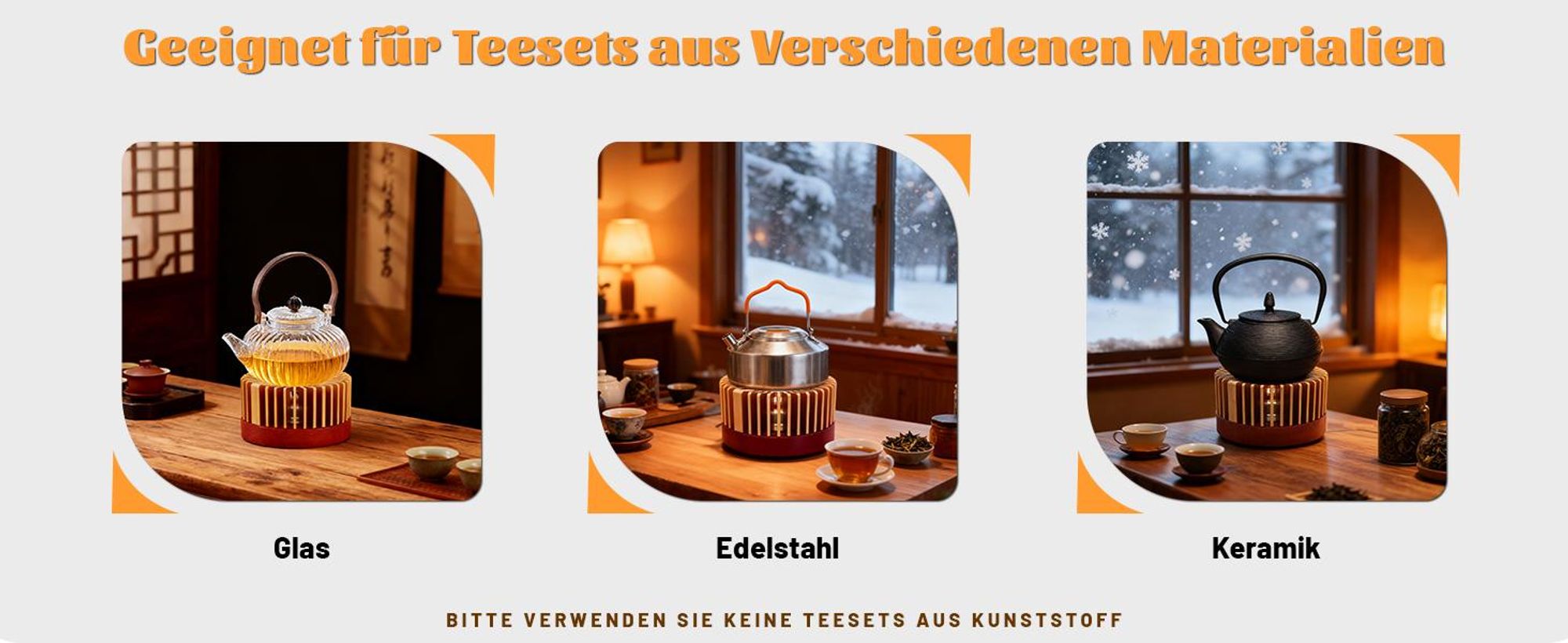 Stövchen, Teewärmer, Kaffeewärmer, aus Aluminium und Holz, für Teekanne, Teewärmer Geeignet zum Erhitzen von Tee Kaffee Milch