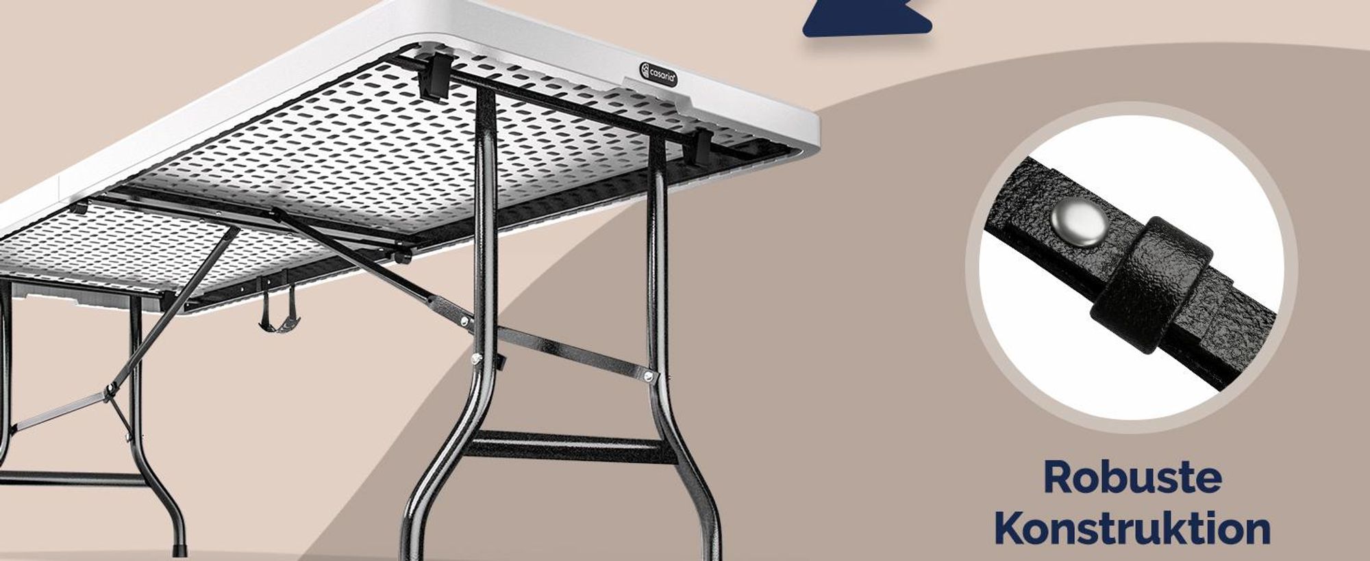 Casaria® 2X Campingtisch 180x75cm Klappbar Wetterfest Tragbar Kunststoff Garten Terrasse Camping Balkontisch Klapptisch Buffettisch Buffettisch Weiß