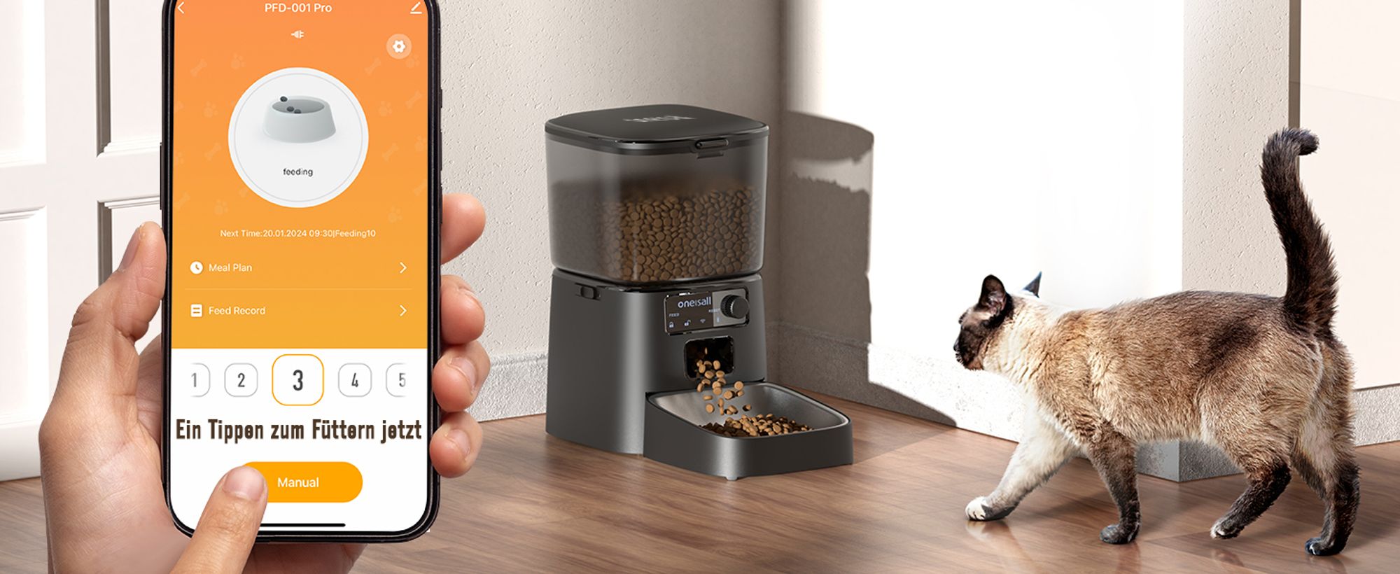 Oneisall PFD001 Pro intelligenter Lebensmittelspender (schwarz)