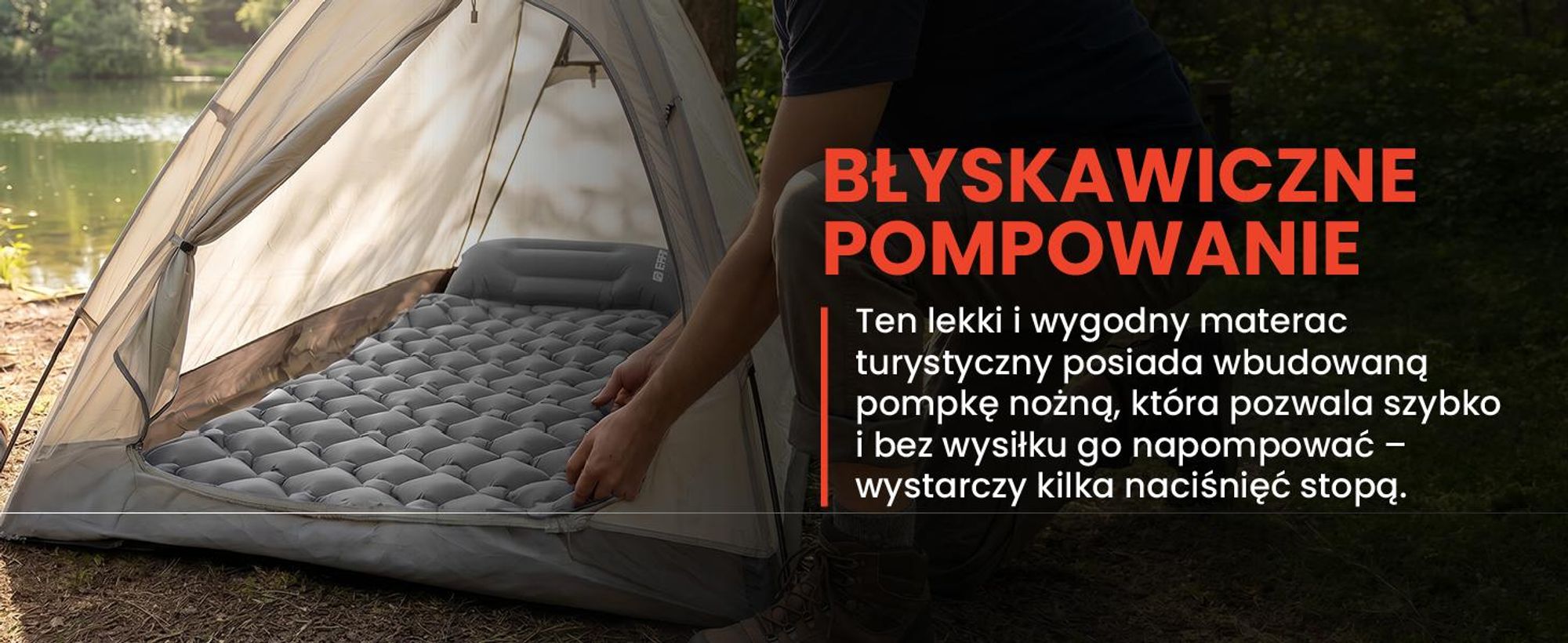 Szary materac turystyczny samopompujący się bardzo lekki