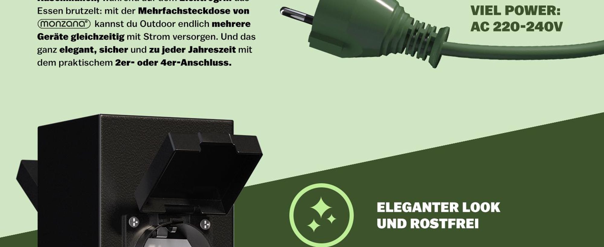 MONZANA Gartensteckdose 4fach IP44